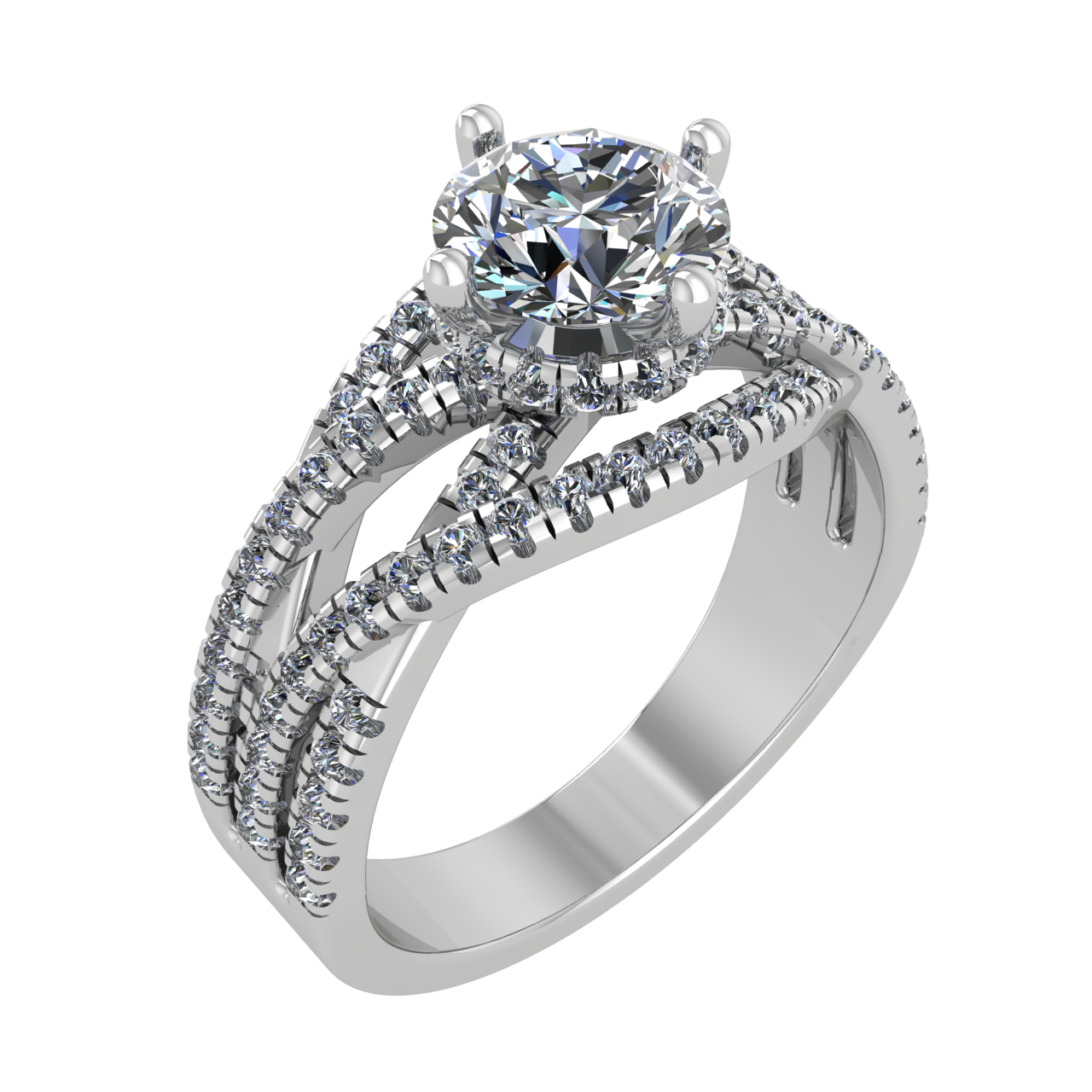 ACCENTED TWISTING 6.50mm ROUND ENGAGEMENT RING
